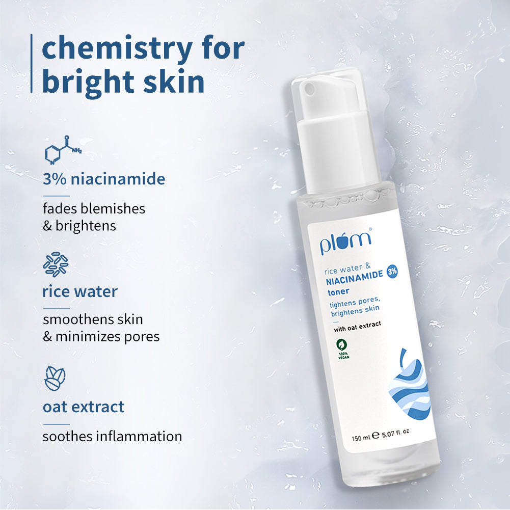 Plum 3% Niacinamide & Rice Water Toner for Bright Skin