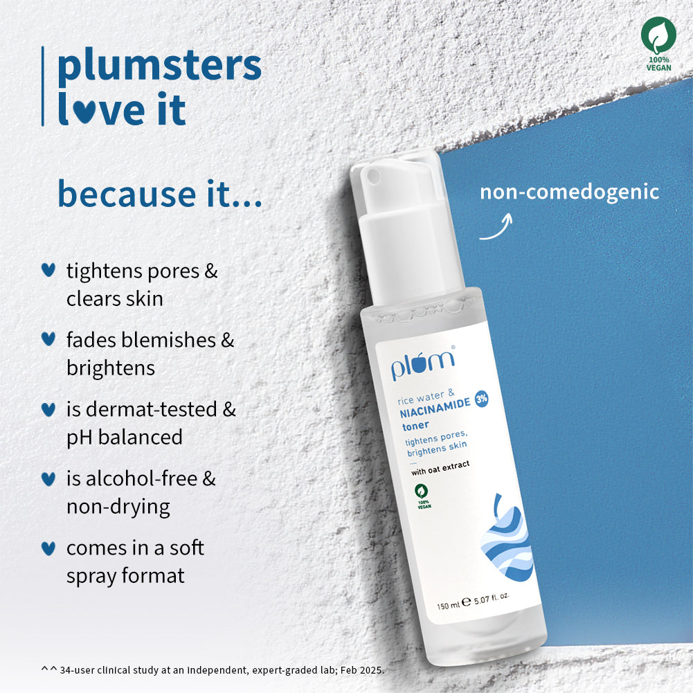 Plum 3% Niacinamide & Rice Water Toner for Bright Skin