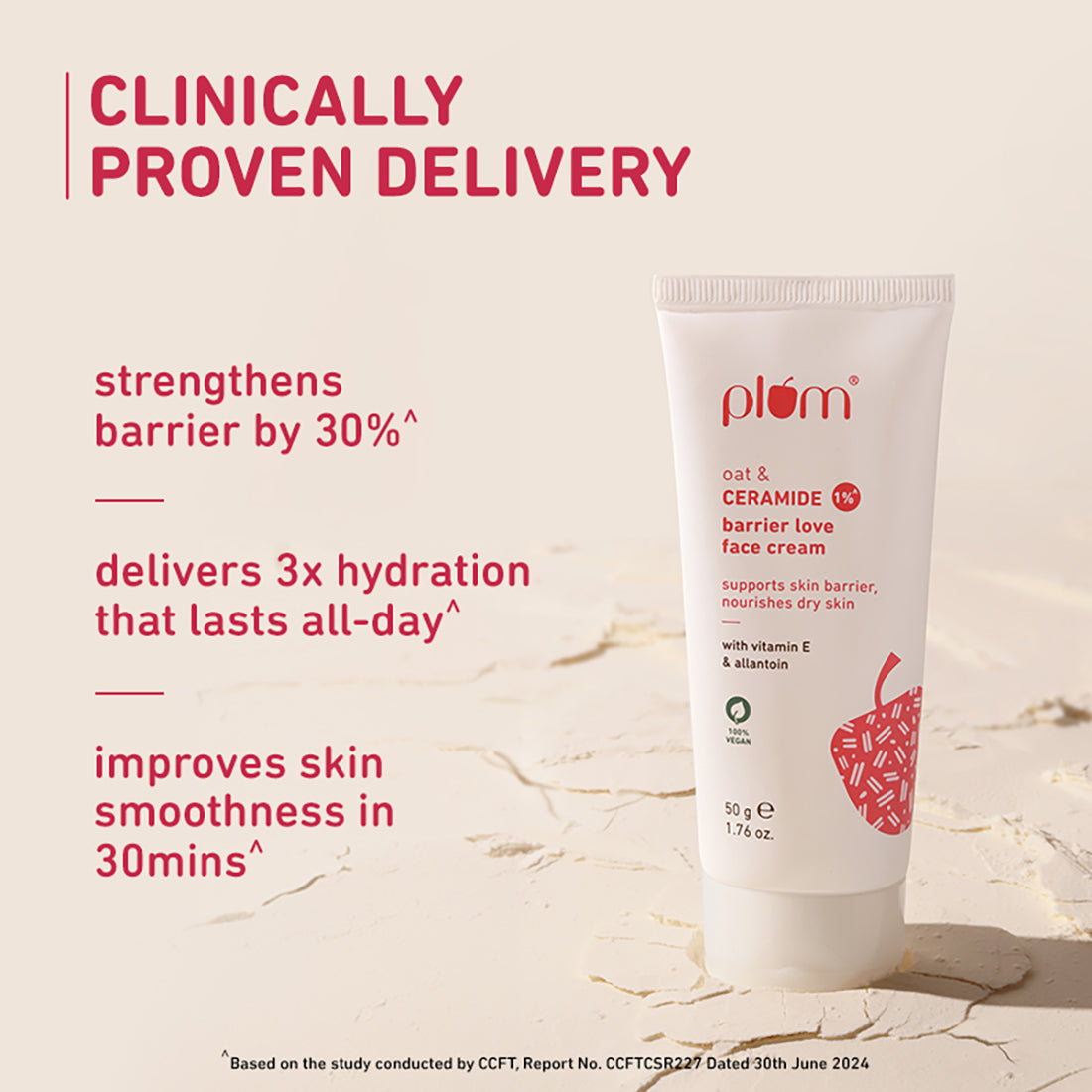 Plum Oat & 1% Ceramide Face Cream for Dry Skin