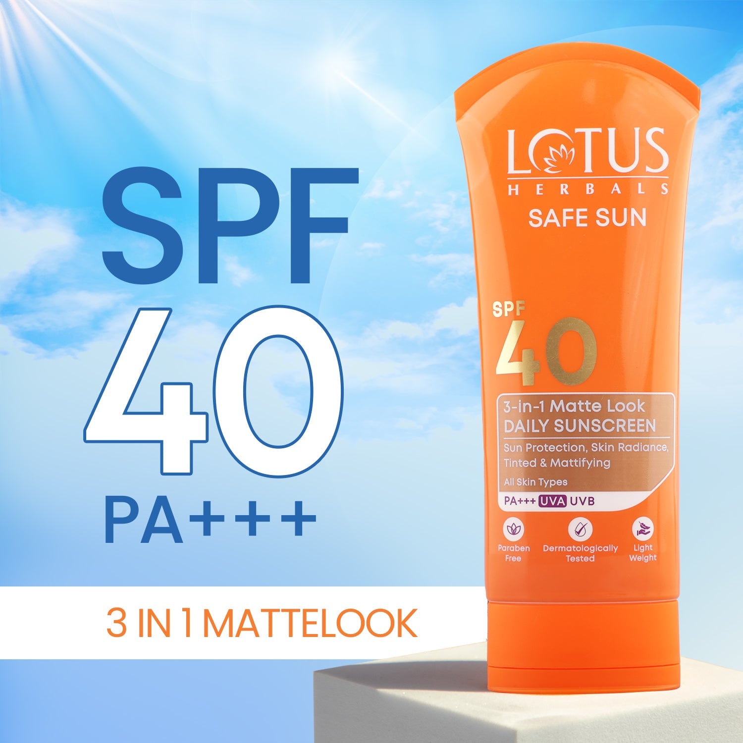 Lotus Safe Sun 3 In 1 Matte-Look Daily Sunscreen SPF 40 PA+++
