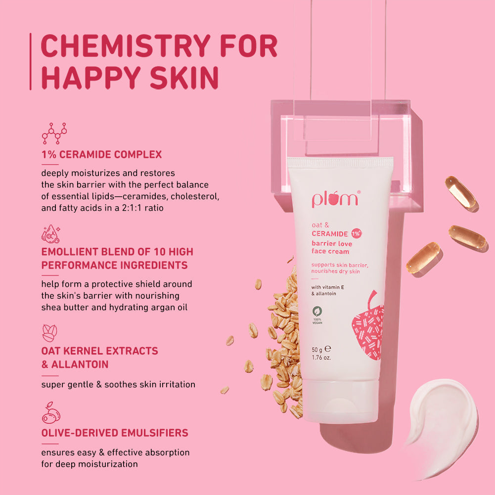 Plum Oat & 1% Ceramide Face Cream for Dry Skin