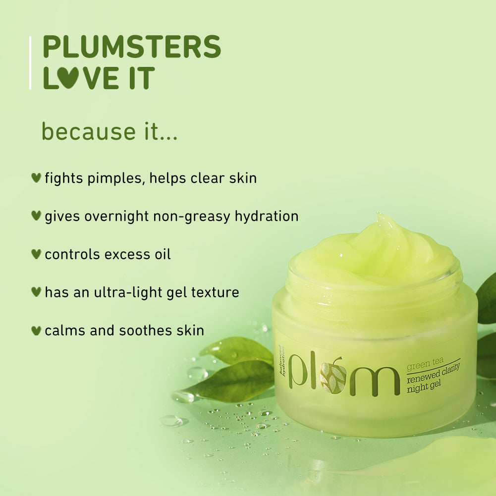 Plum Green Tea Renewed Clarity Night Gel Cream for Oily Skin