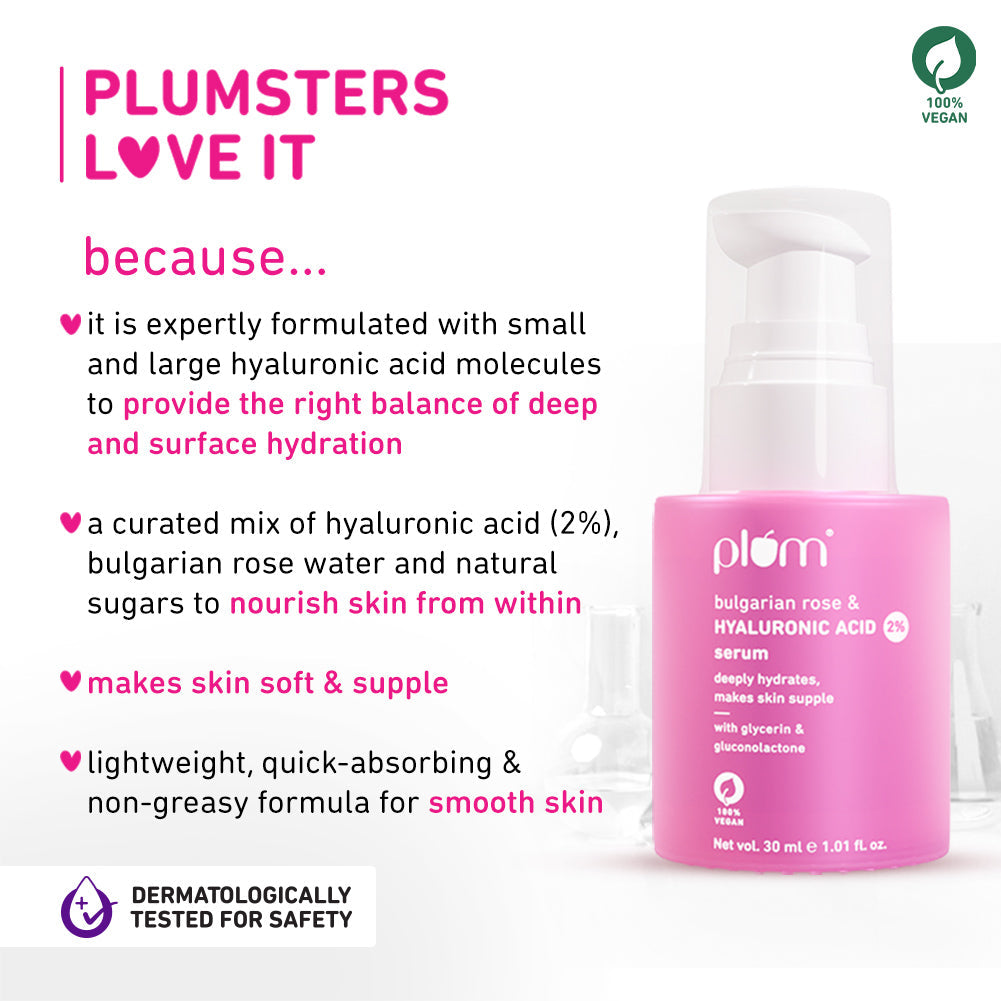 Plum 2% Hyaluronic Acid Serum for Face with Bulgarian Rose