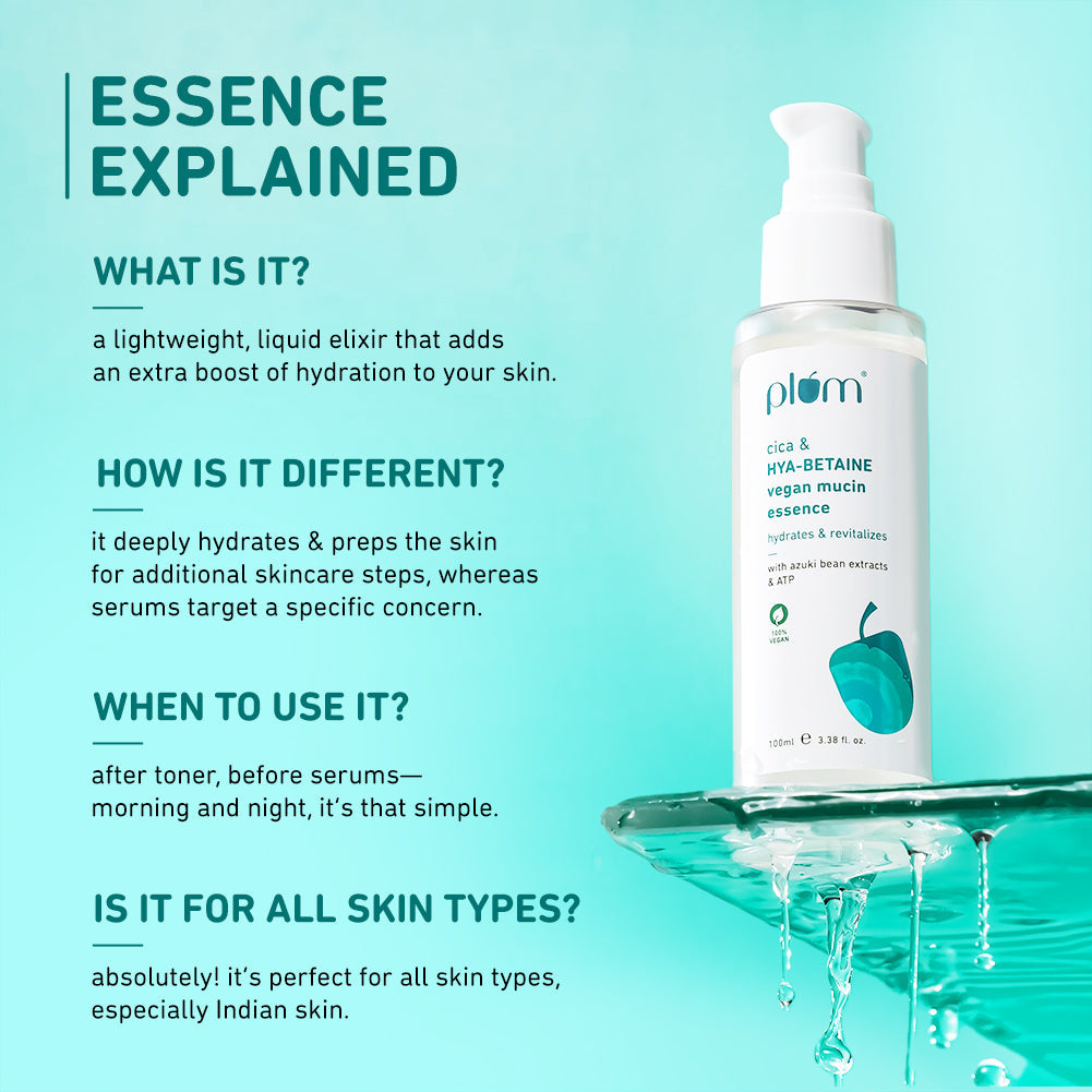 Plum Cica & Hya-Betaine Vegan Mucin Face Essence With Azuki Bean Extracts & ATP