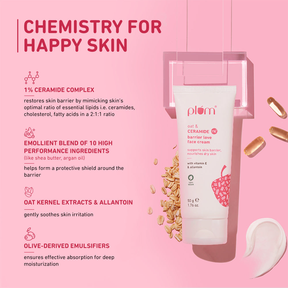 Plum Oat & 1% Ceramide Face Cream for Dry Skin