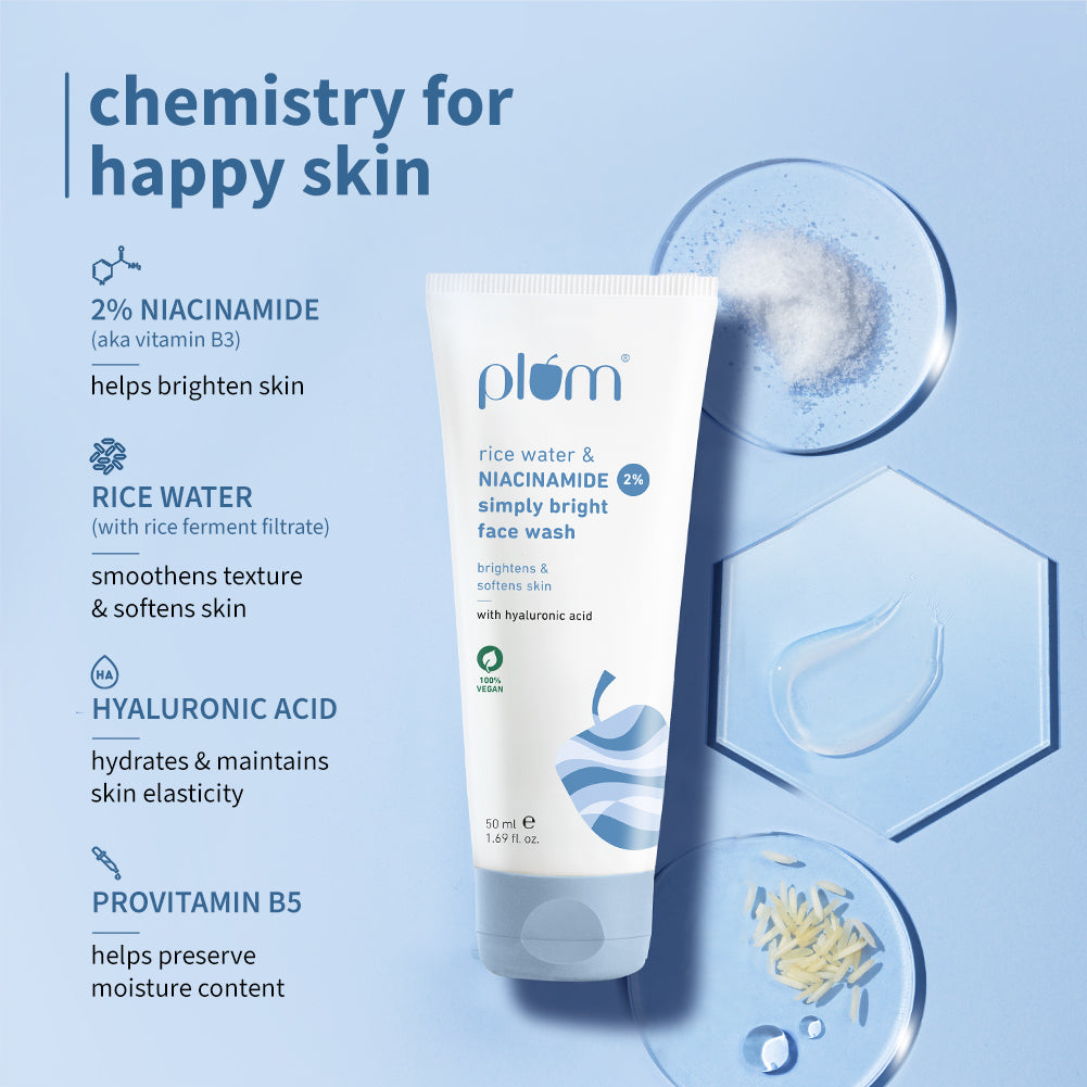 Plum 2% Niacinamide & Rice Water Simply Bright Face Wash (50 ml)