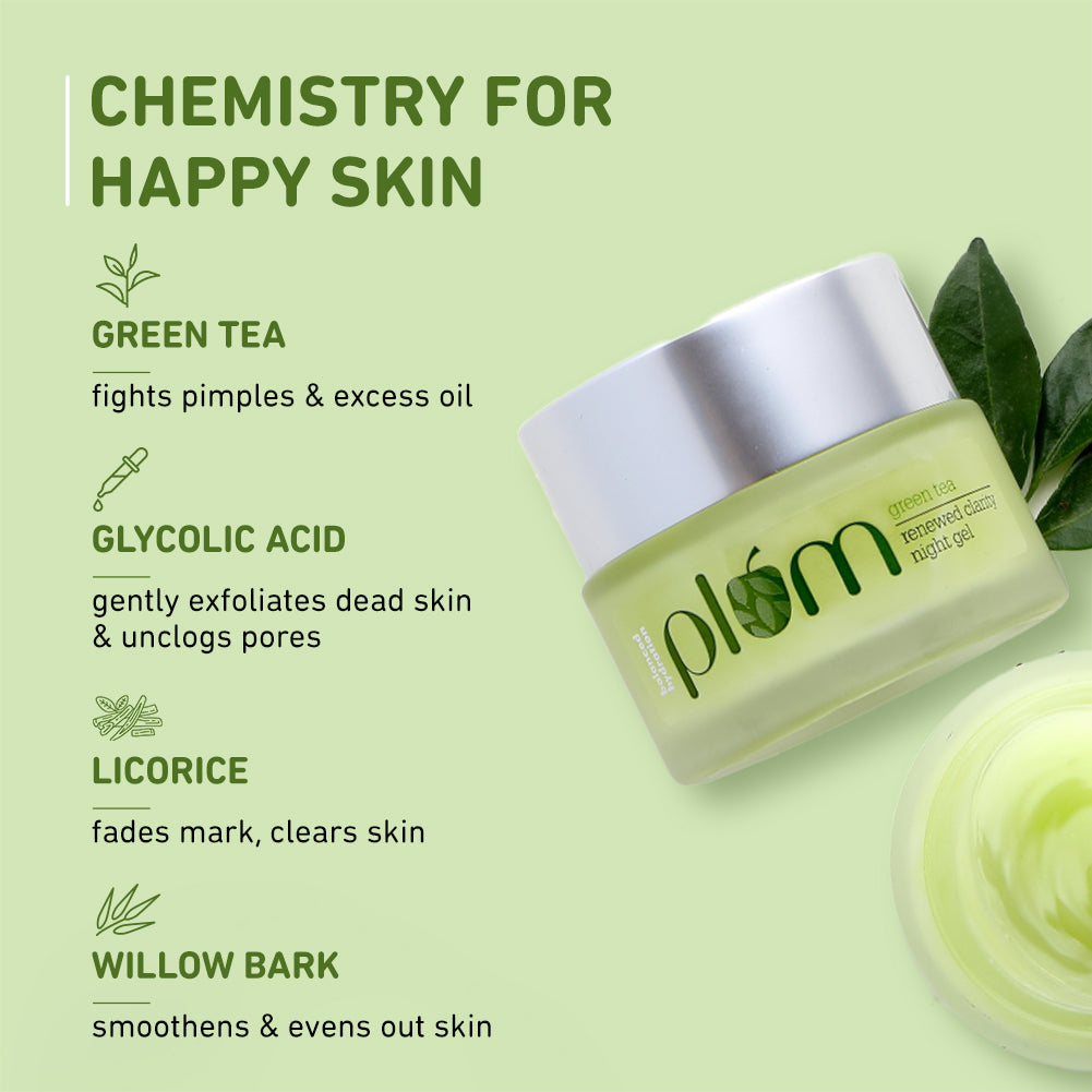 Plum Green Tea Renewed Clarity Night Gel Cream for Oily Skin