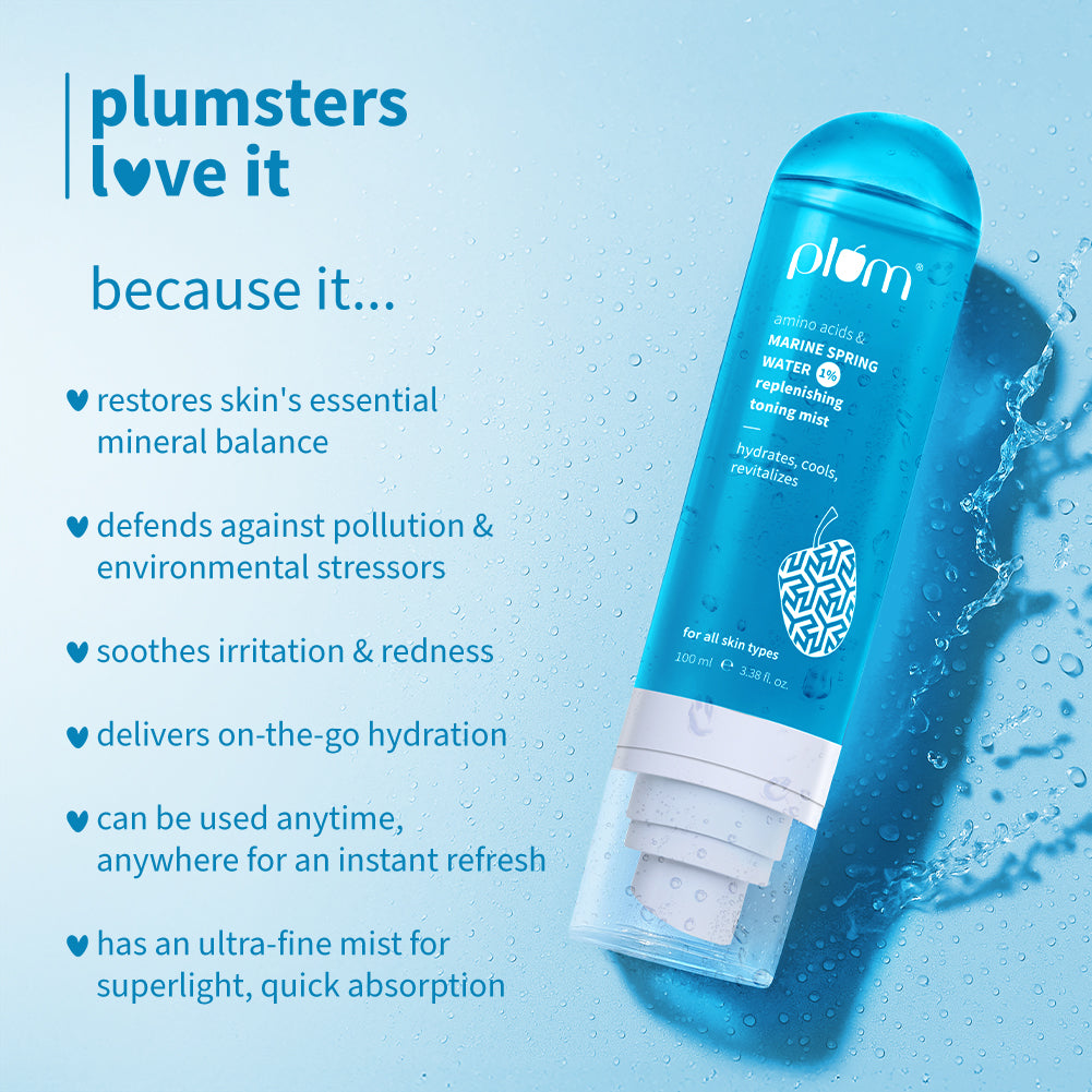 Plum 1% Marine Spring Water Replenishing Toning Mist Spray with Amino Acids