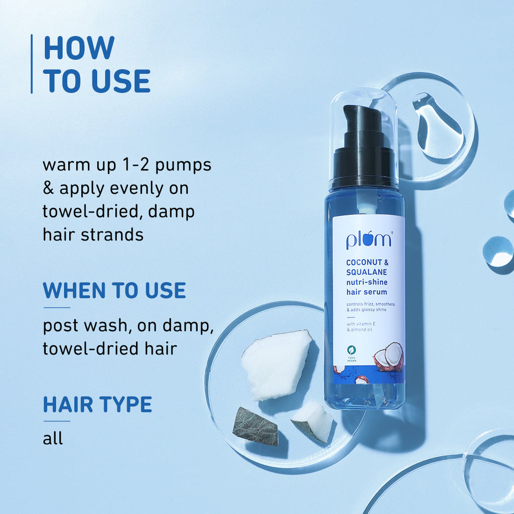 Plum Coconut & Squalane Hair Serum for Soft, Shiny Hair