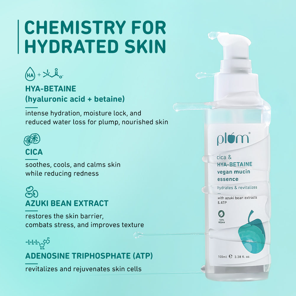 Plum Cica & Hya-Betaine Vegan Mucin Face Essence With Azuki Bean Extracts & ATP