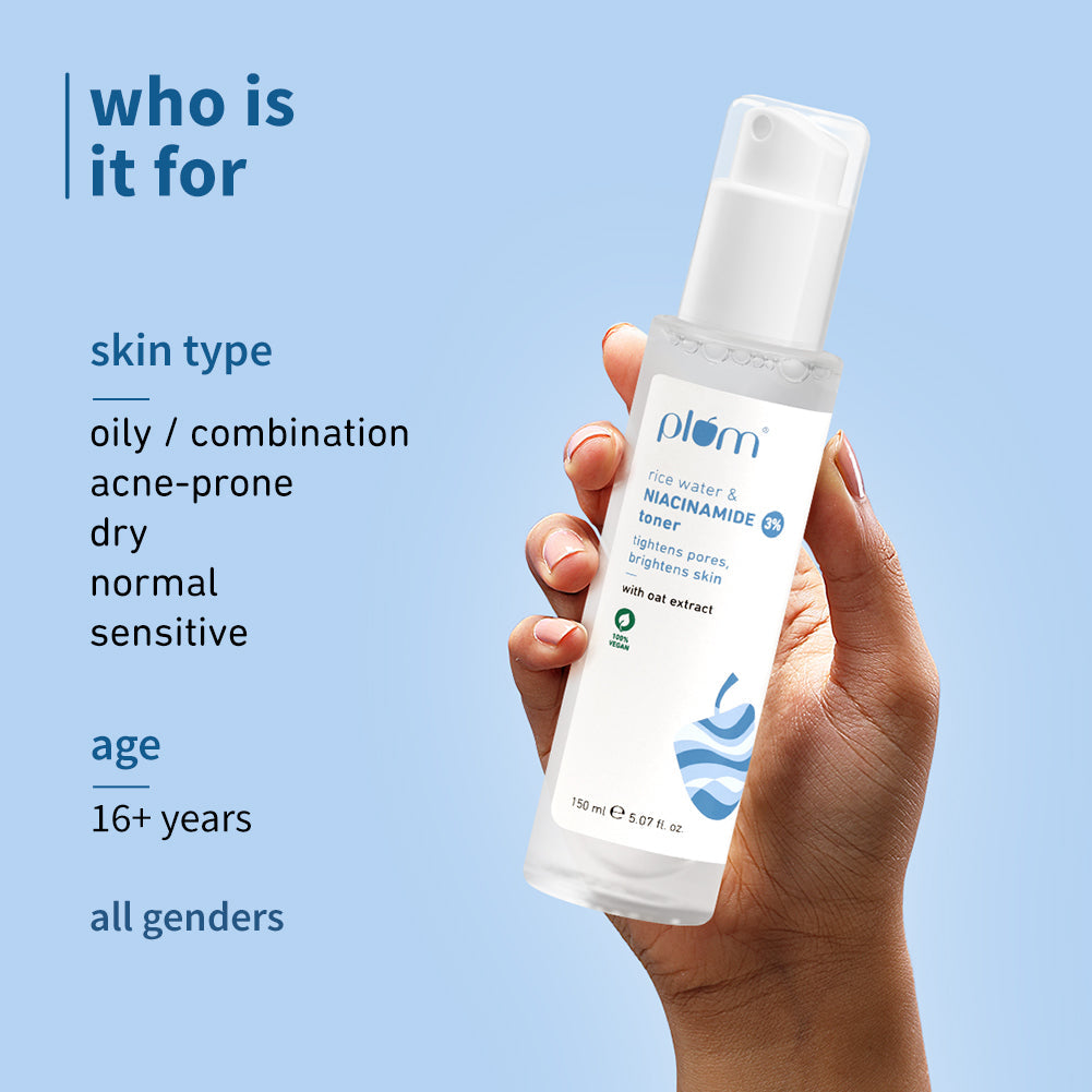 Plum 3% Niacinamide & Rice Water Toner for Bright Skin