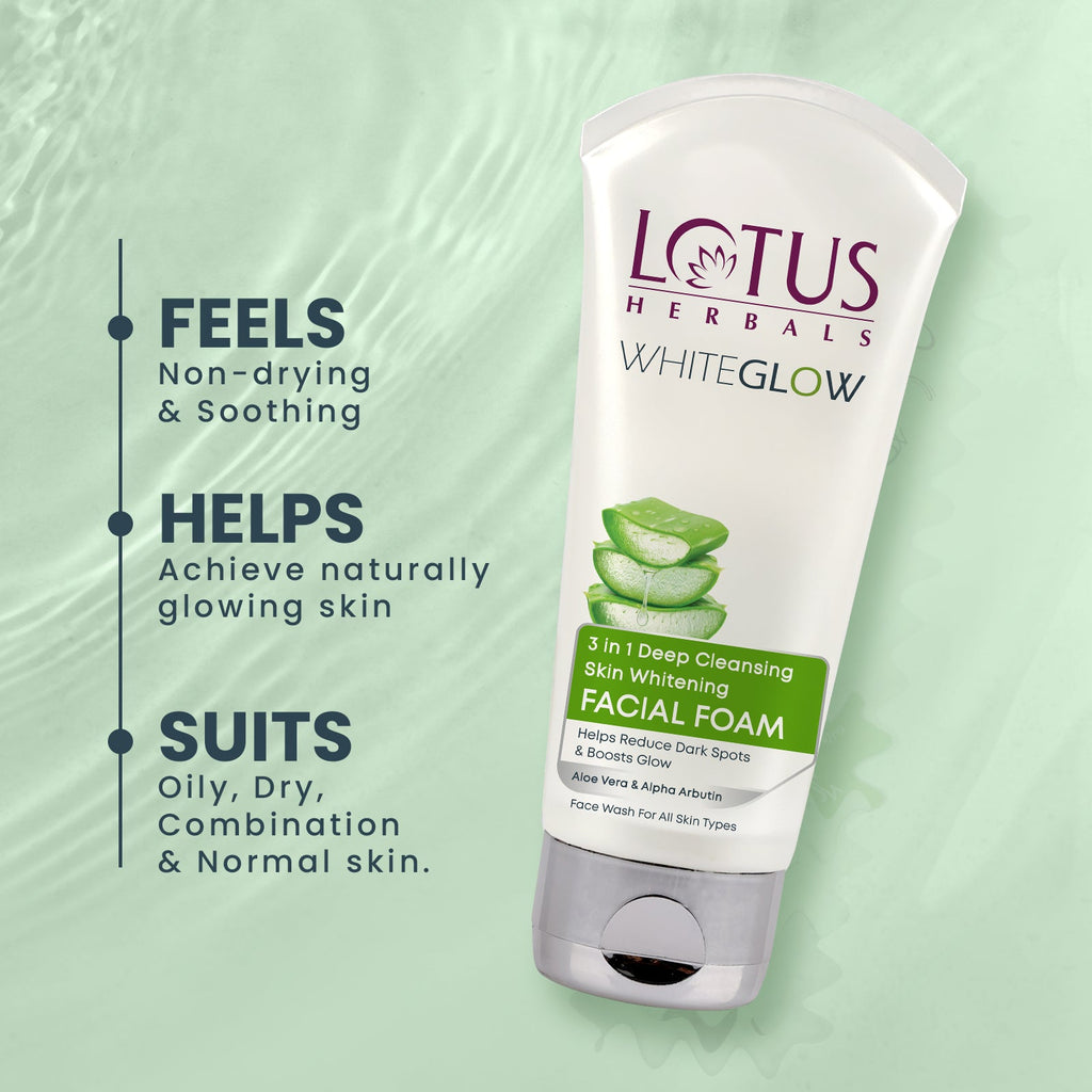 Lotus WhiteGlow 3 In 1 Deep Cleansing Skin Brightening Facial Foam
