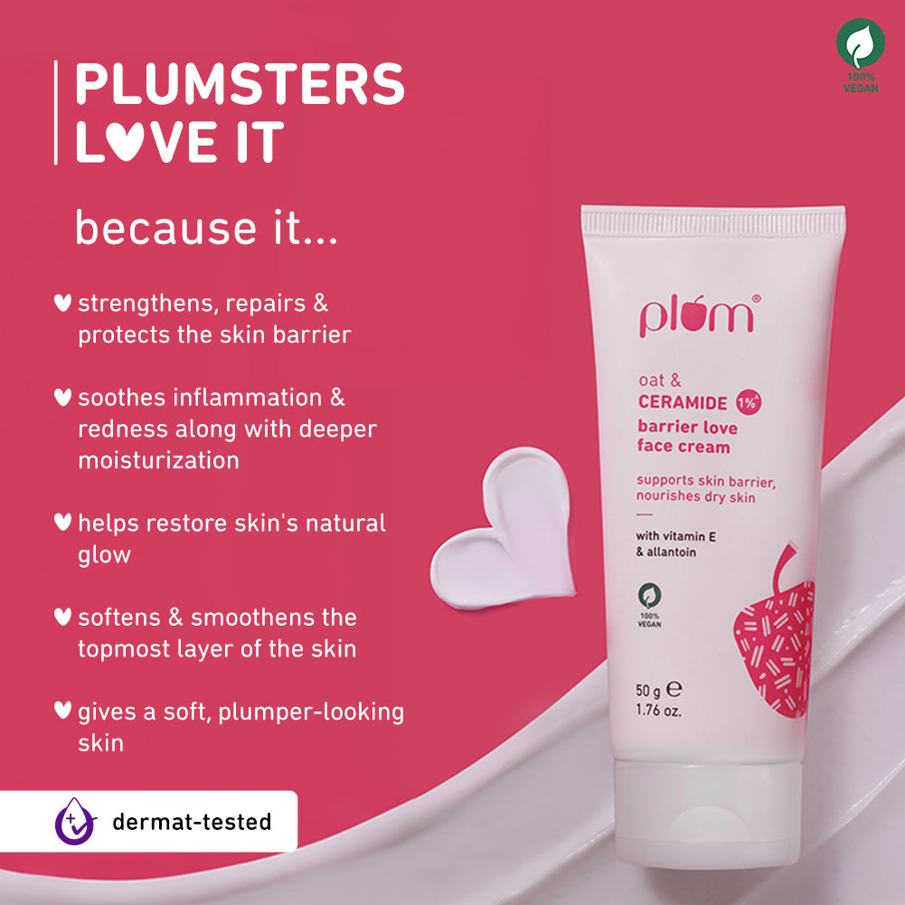 Plum Oat & 1% Ceramide Face Cream for Dry Skin