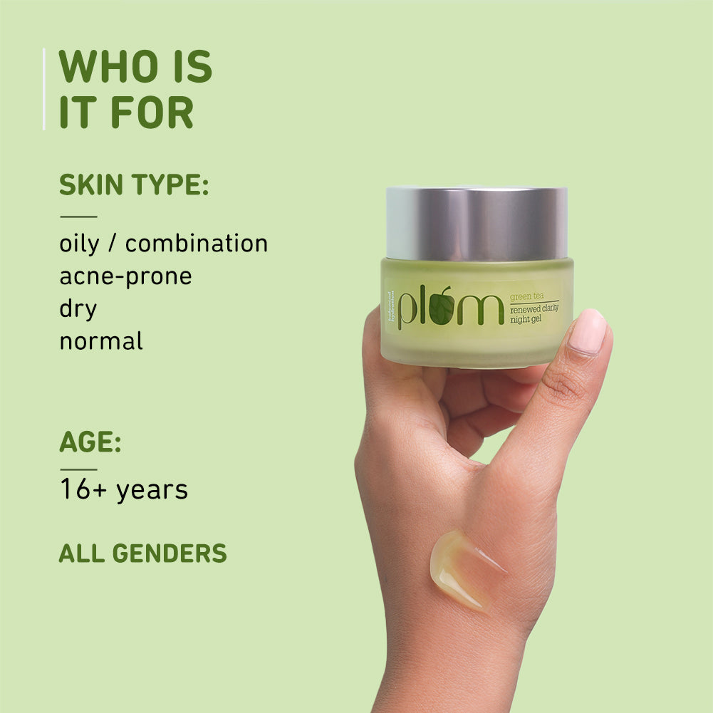 Plum Green Tea Renewed Clarity Night Gel Cream for Oily Skin