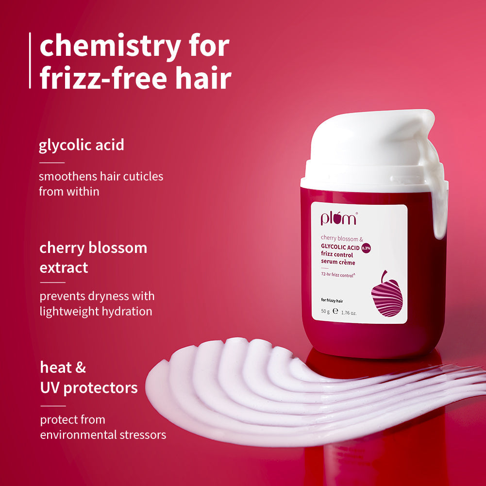 Plum 0.3% Glycolic Acid & Cherry Blossom Frizz Control Serum Creme