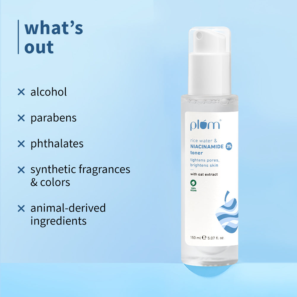 Plum 3% Niacinamide & Rice Water Toner for Bright Skin
