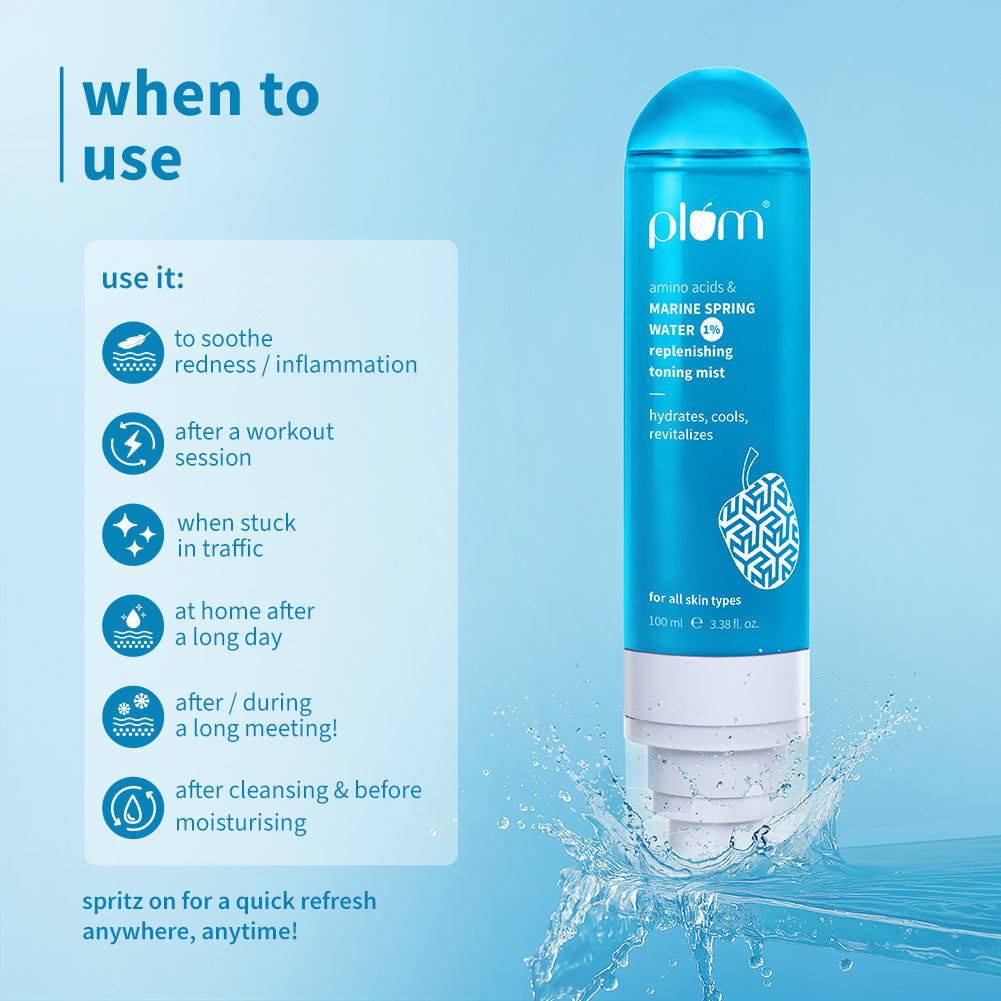 Plum 1% Marine Spring Water Replenishing Toning Mist Spray with Amino Acids