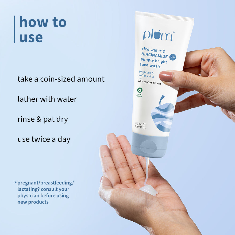Plum 2% Niacinamide & Rice Water Simply Bright Face Wash (50 ml)
