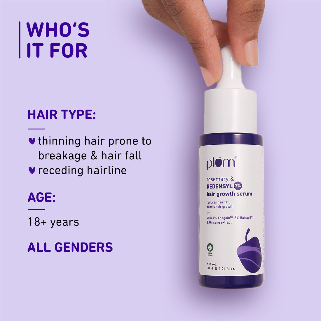 Plum Rosemary & 3% Redensyl Hair Growth serum