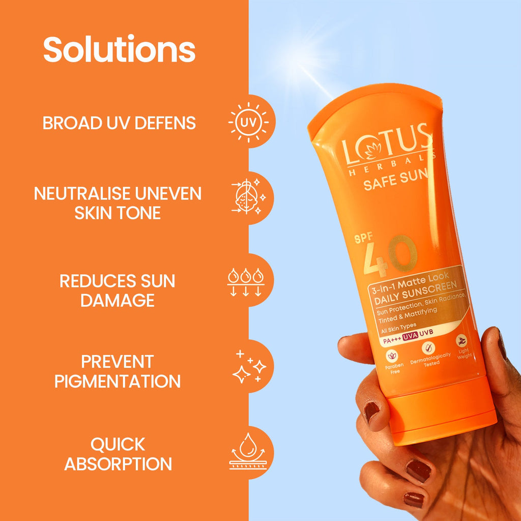 Lotus Safe Sun 3 In 1 Matte-Look Daily Sunscreen SPF 40 PA+++