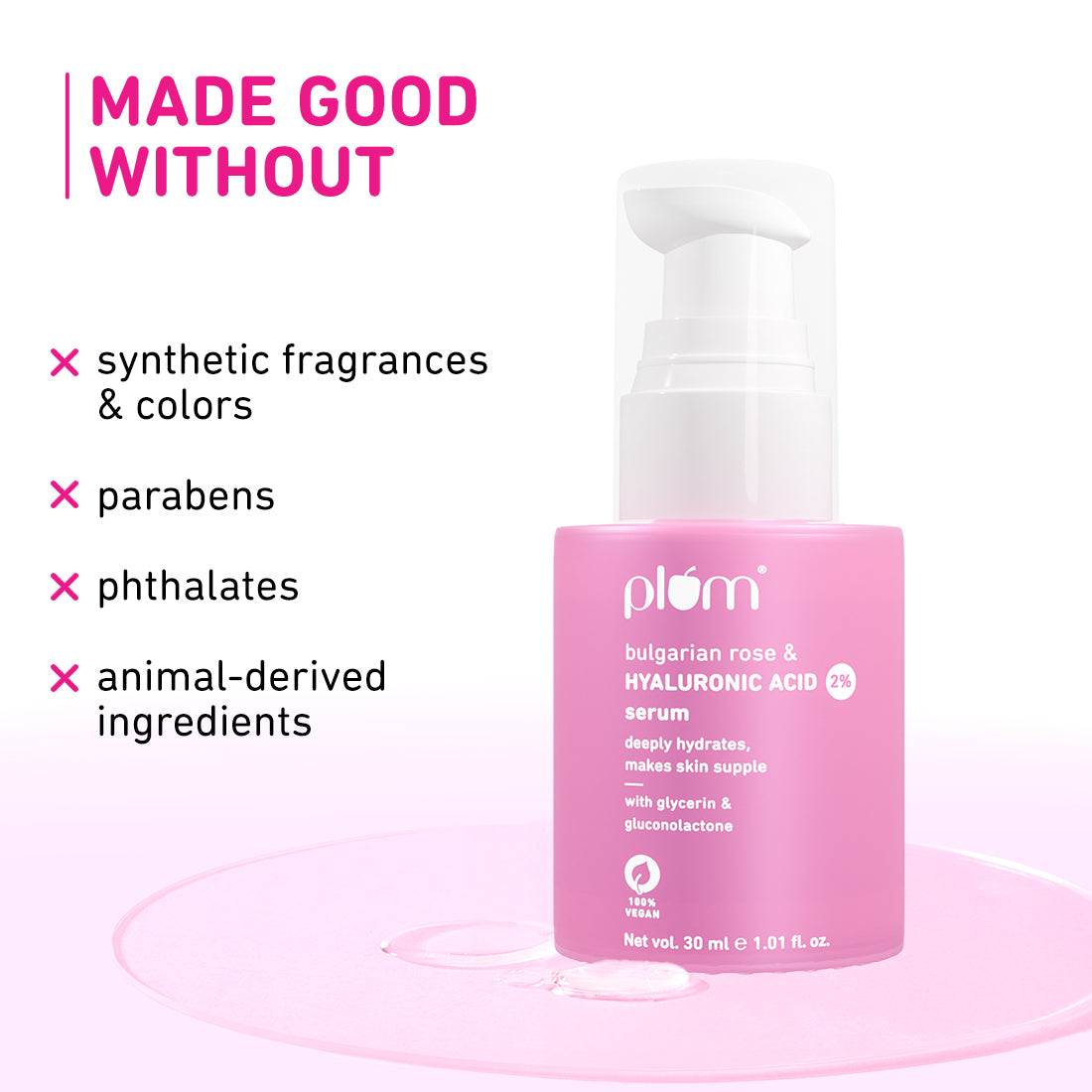 Plum 2% Hyaluronic Acid Serum for Face with Bulgarian Rose
