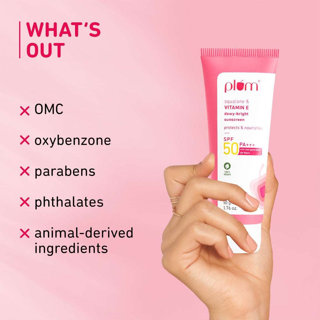 Plum Squalane & Vitamin E SPF 50 PA+++ Dewy-Bright Sunscreen