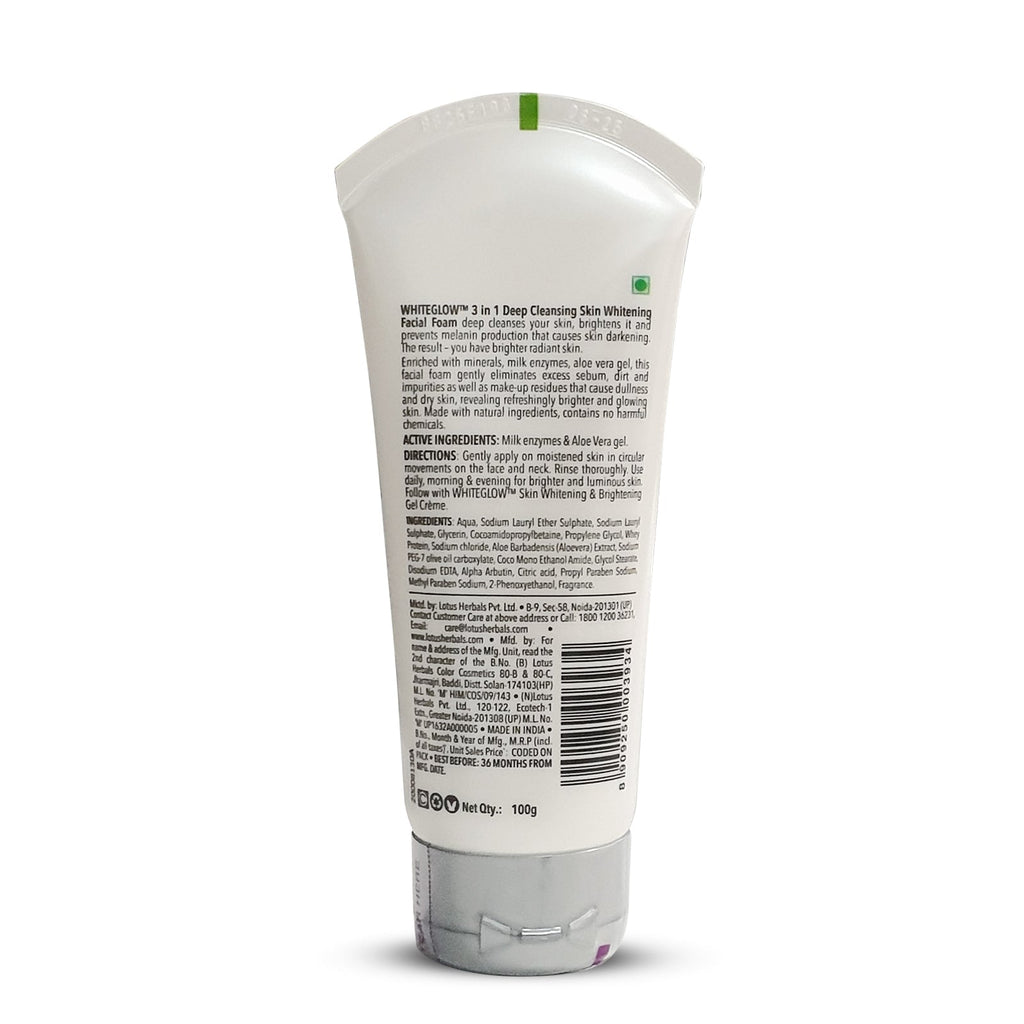 Lotus WhiteGlow 3 In 1 Deep Cleansing Skin Brightening Facial Foam