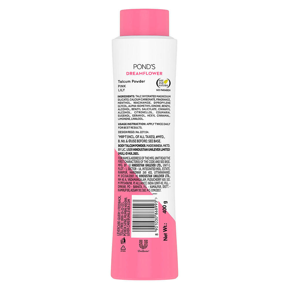 POND'S Dreamflower Fragrant Talcum Powder, With Vitamin B3, (400gm)