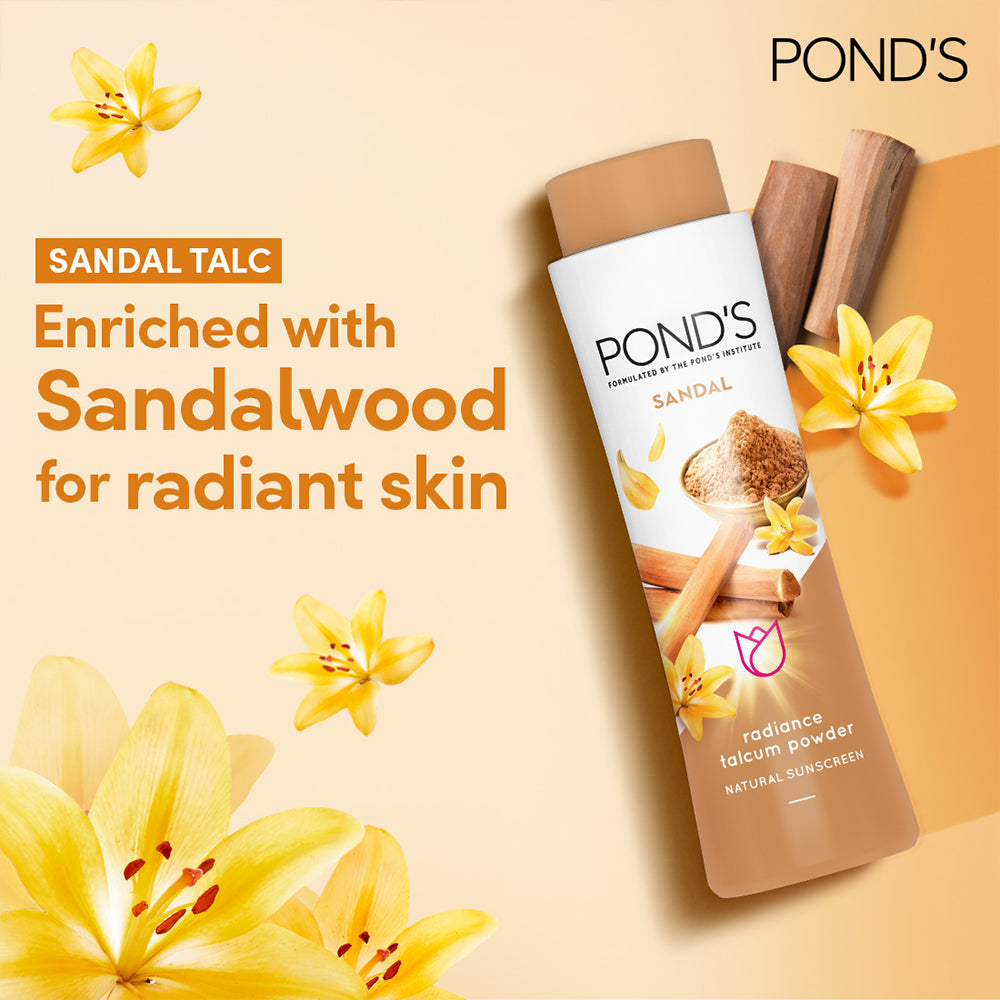 POND'S Sandal Radiance Talcum Powder, Natural Sunscreen, 300 g