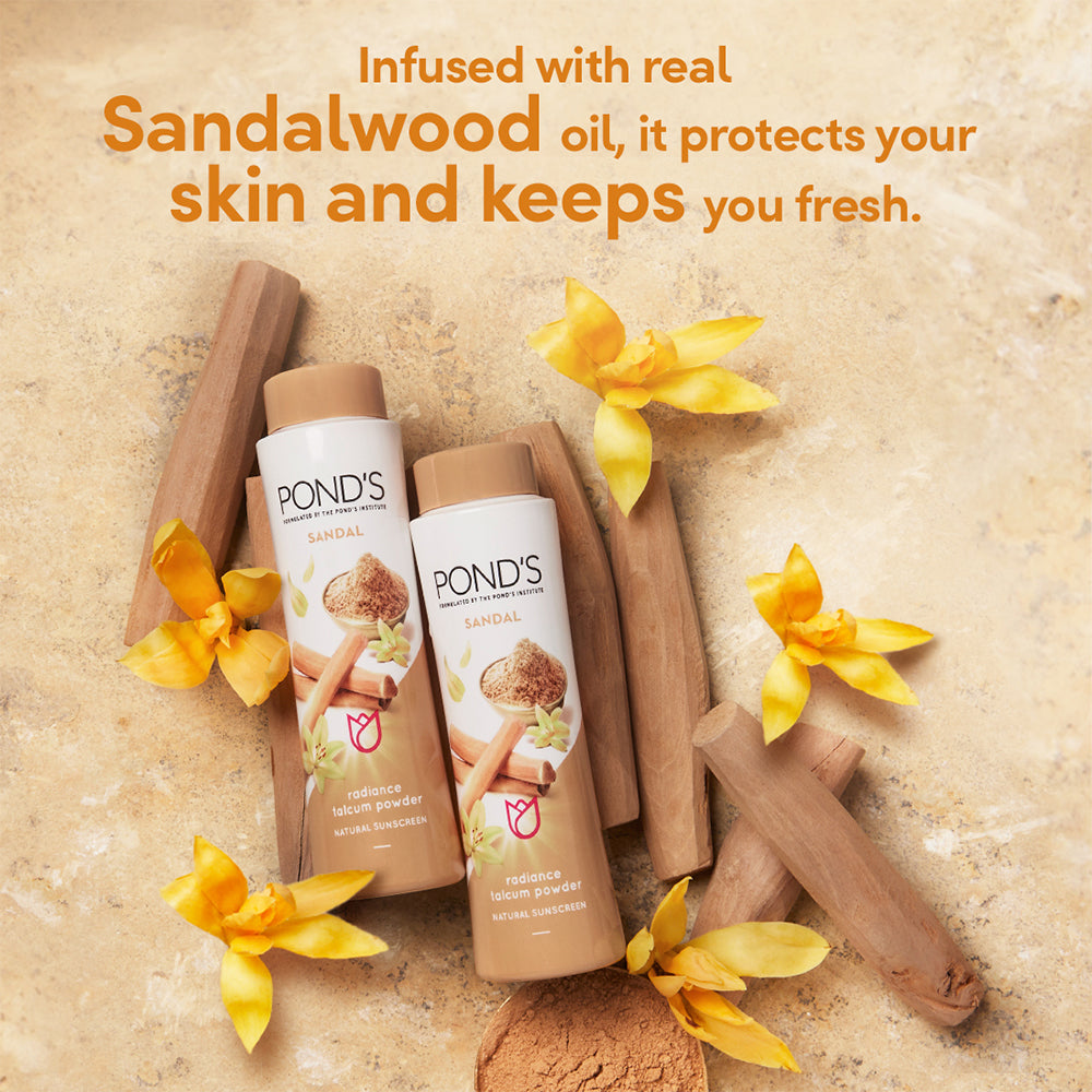POND'S Sandal Radiance Talcum Powder, Natural Sunscreen, 300 g