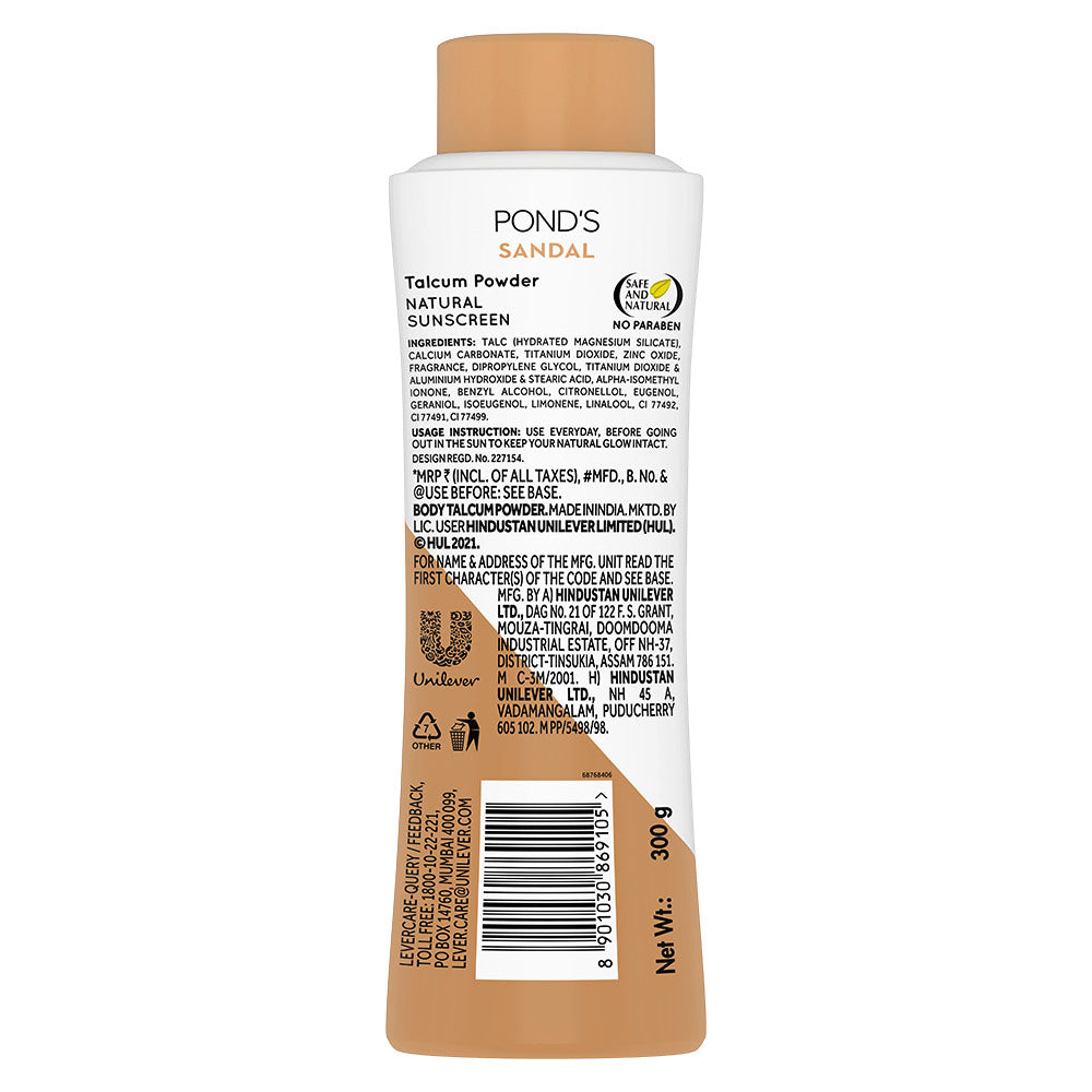 POND'S Sandal Radiance Talcum Powder, Natural Sunscreen, 300 g