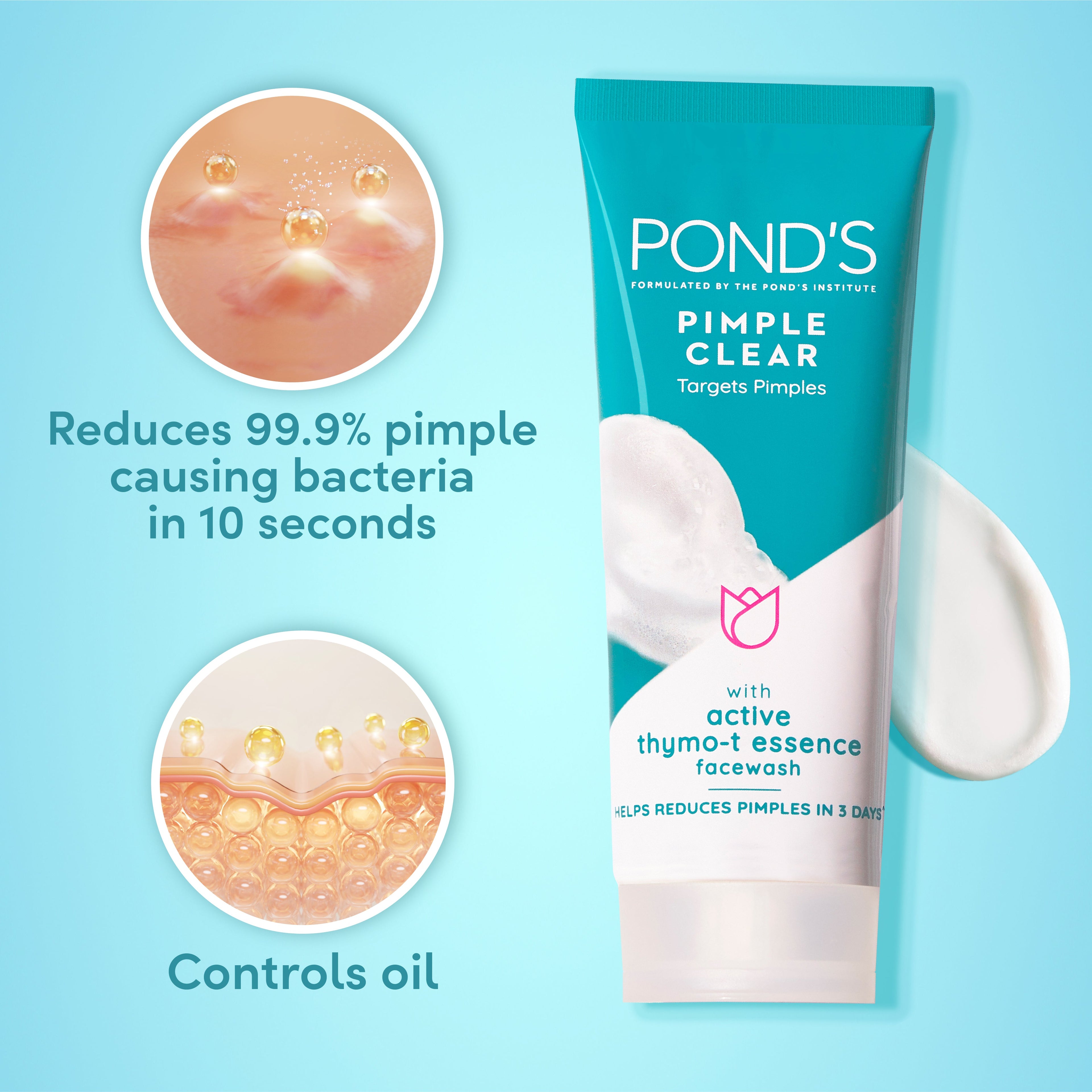 POND'S Pimple Clear Face Wash, Clears Pimple in 3 Days, (100gm)