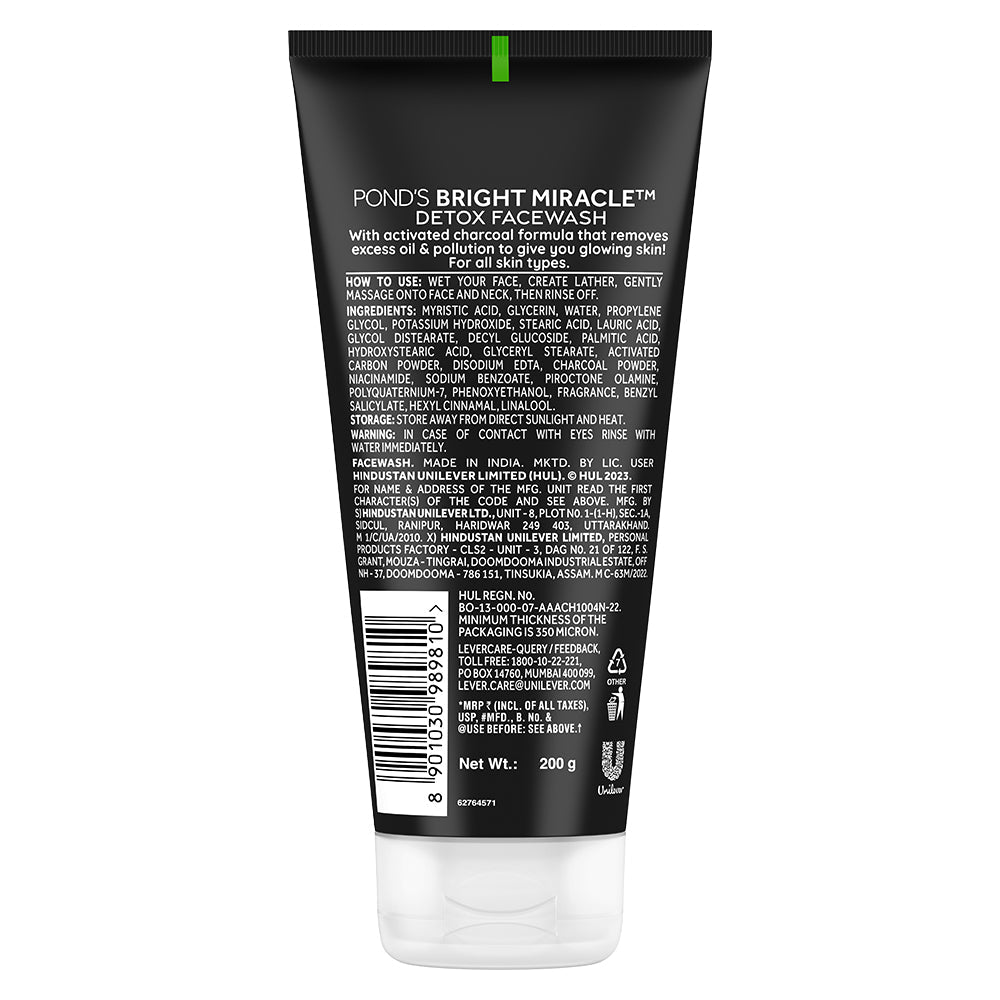 POND'S Bright Miracle Detox Facewash with 10X Power of Charcoal