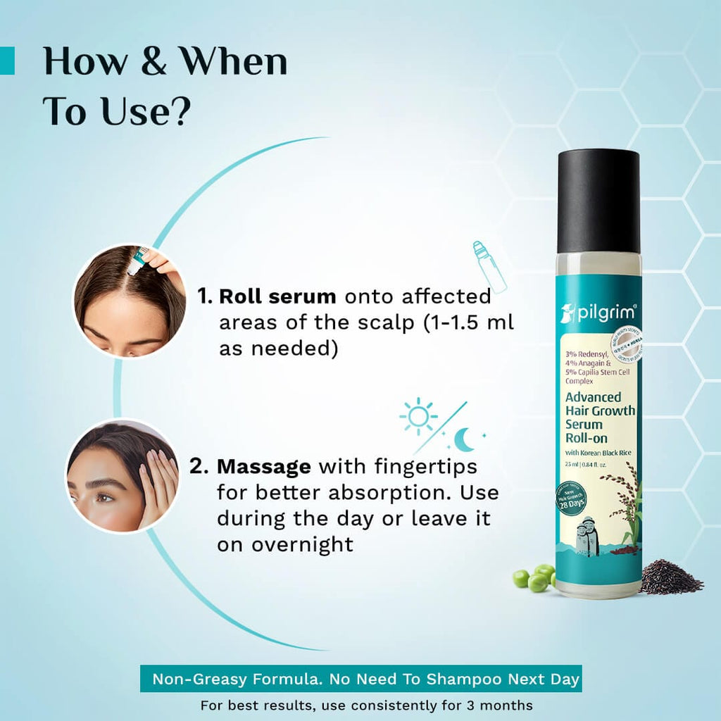 Pilgrim 3% Redensyl, 4% Anagain & 5% Capilia Stem Cell Complex Advanced Hair Growth Serum Roll-On