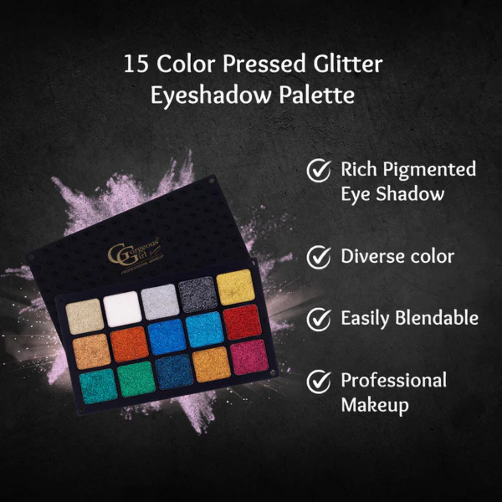 Gorgeous Girl 15 Colors Glitter Eyeshadow Palette