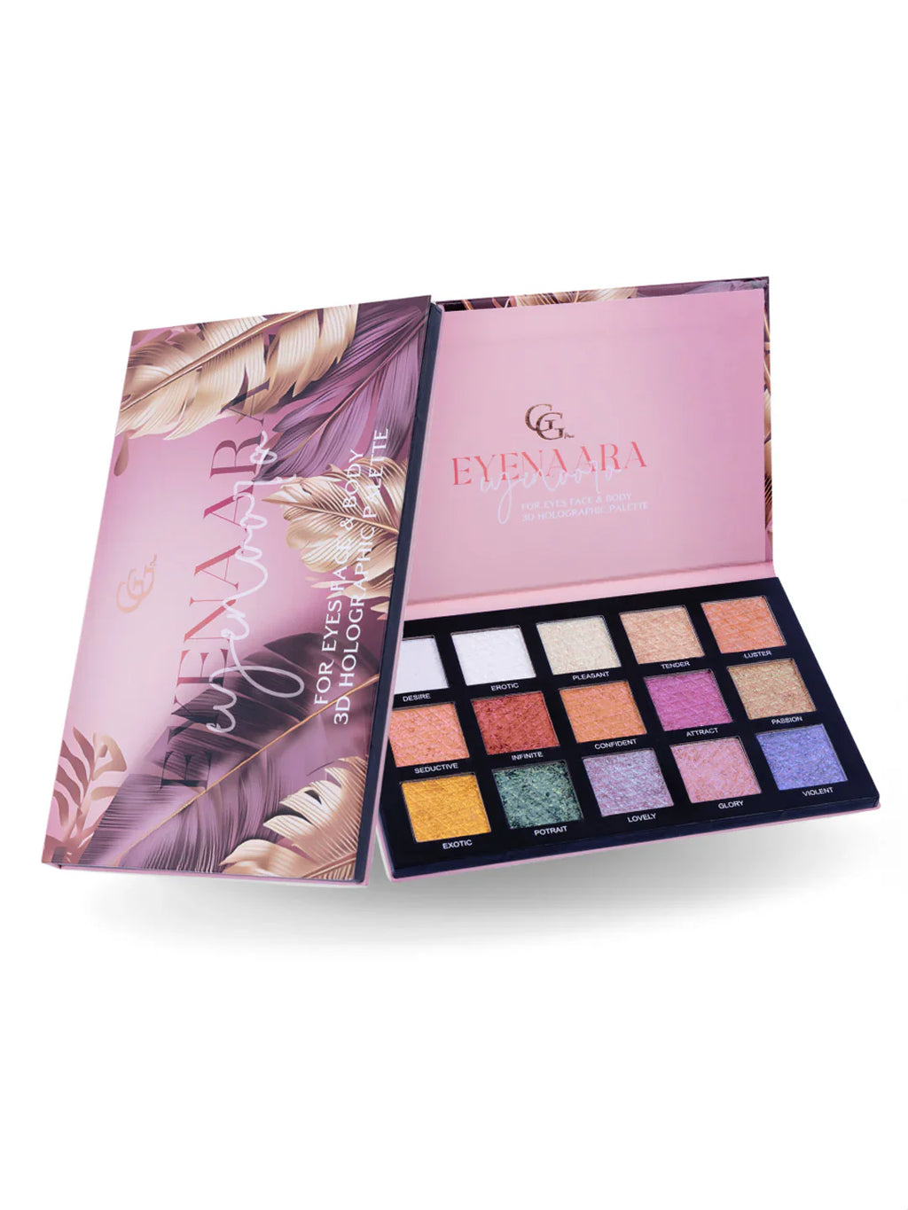 Gorgeous Girl EYENARA 2-in-1 3D Holographic Highlighter & Eyeshadow Palette | 15 Highly Pigmented Shades, 75g