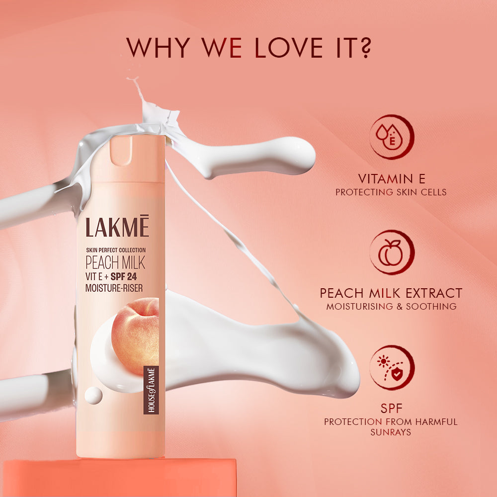 Lakmē Peach Ceramide Moisturizer with SPF 24| For Dry Skin, Normal Skin & Sensitive Skin 200ml