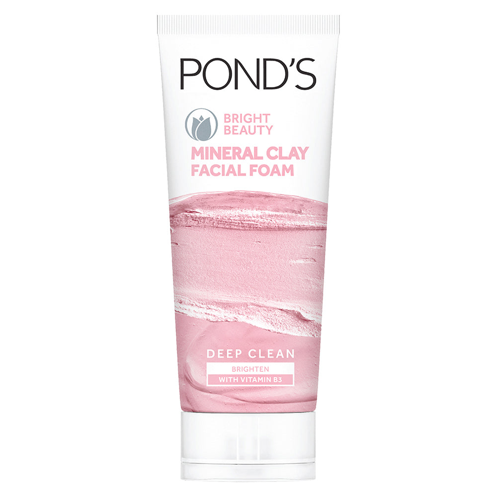 POND'S Bright Beauty Mineral Clay Facial Foam With Vitamin B3+, Oil Free Instant Glow, (90gm)