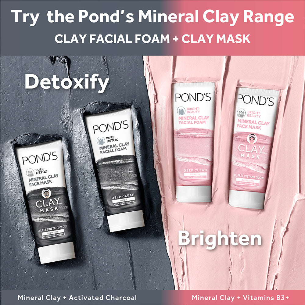POND'S Pure Detox Mineral Clay Facial Foam For Oil Free Glow, (90gm)