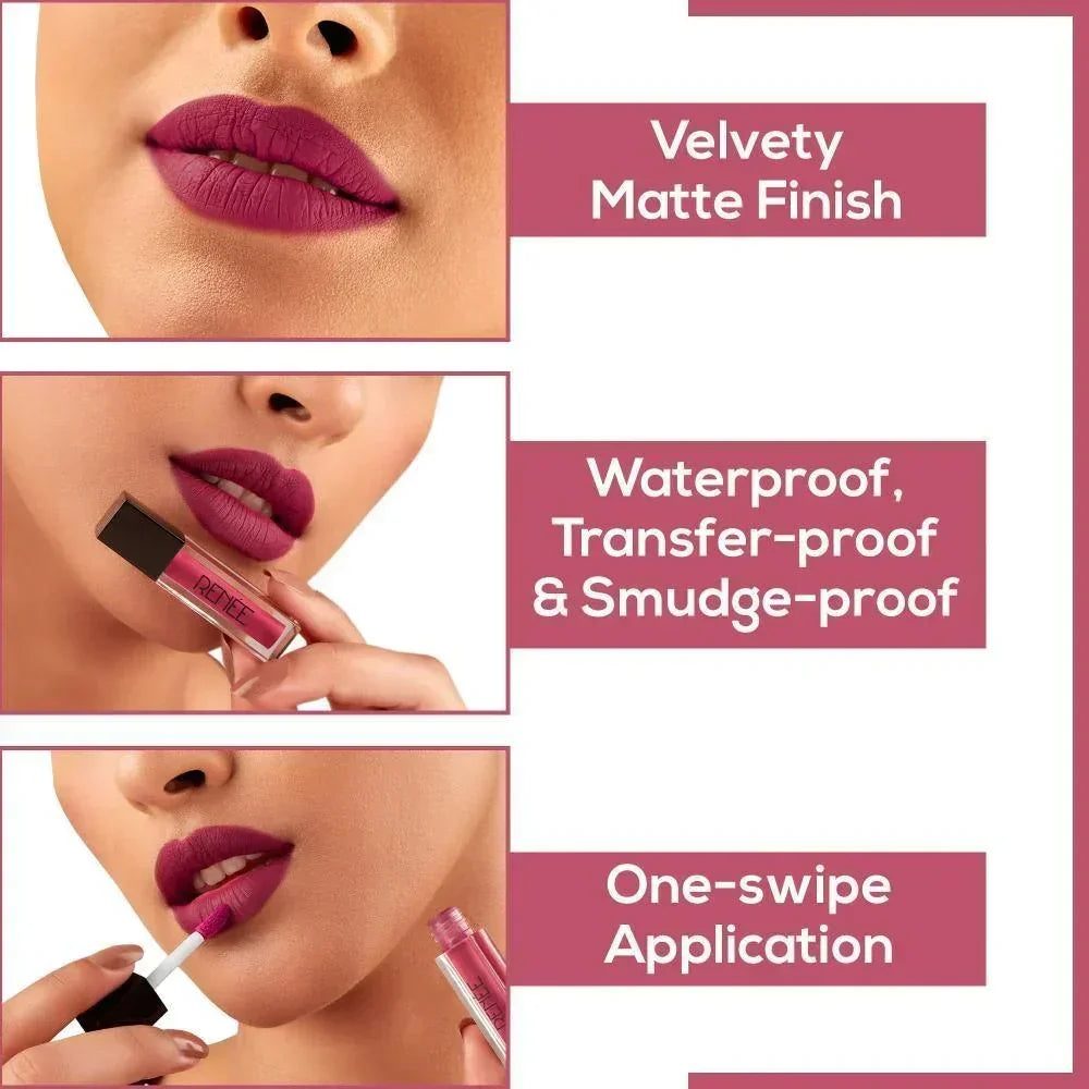RENEE Stay Forever Matte Liquid Lipsticks Combo of 10, 1 ml each - Paytm Exclusive