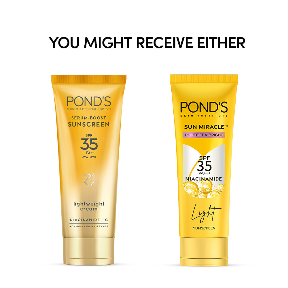 POND’S Sun Miracle SPF 35 PA+++ Light Sunscreen - Protect & Bright, With Niacinamide 50g