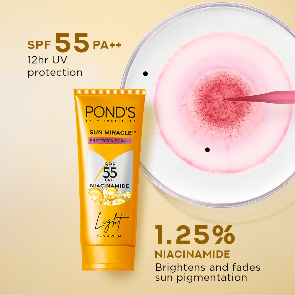 POND’S Sun Miracle SPF 55 PA+++ Light Sunscreen - Protect & Bright