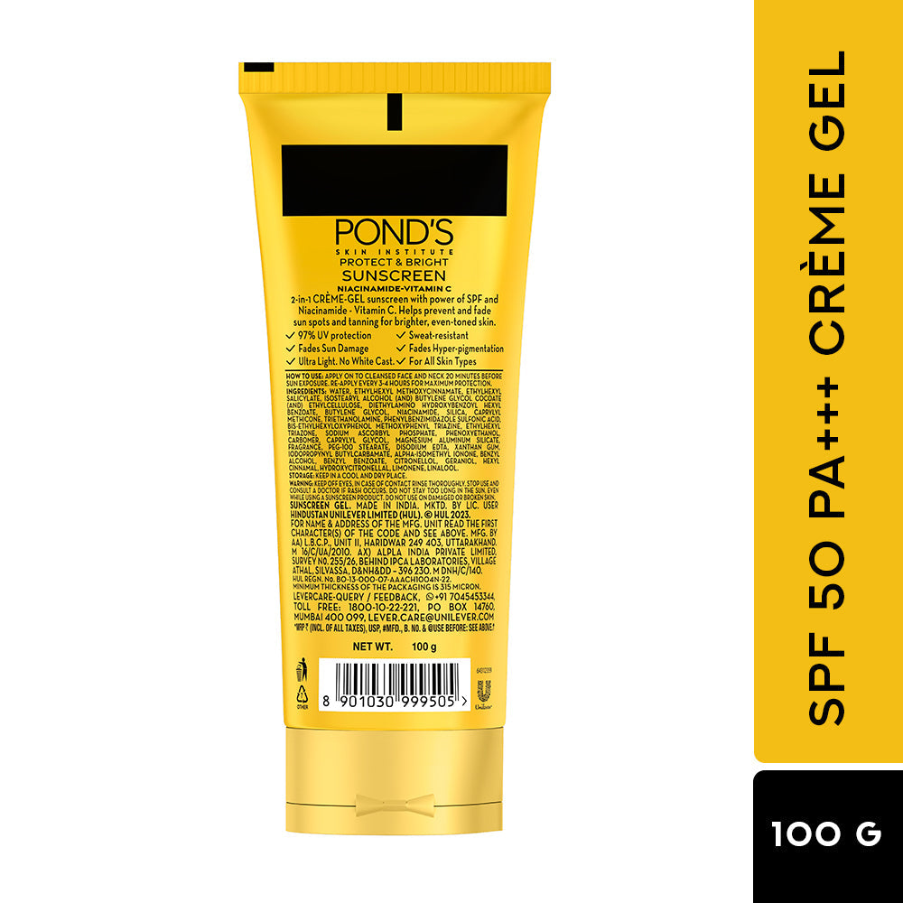 POND’S Sun Miracle SPF 50 PA+++ Crème Gel Sunscreen - Protect & Bright, With Niacinamide