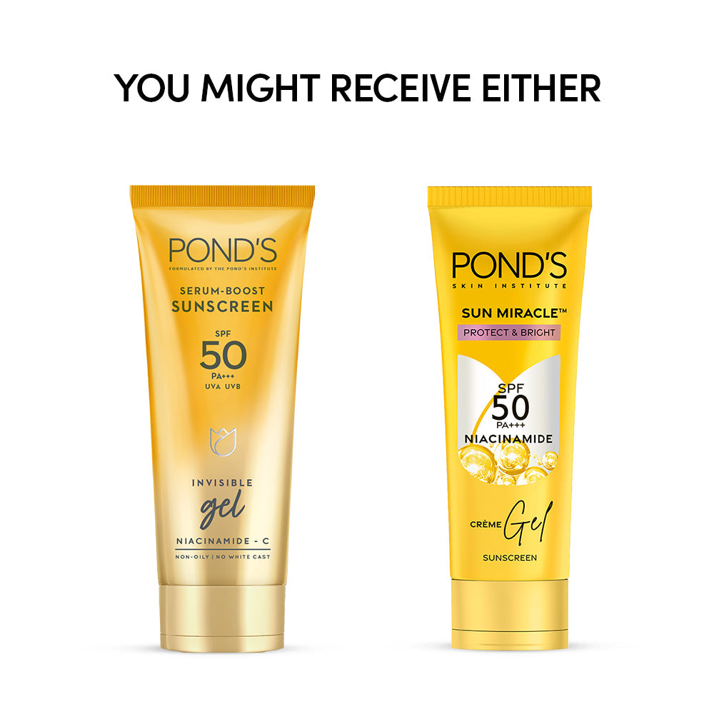 POND’S Sun Miracle SPF 50 PA+++ Crème Gel Sunscreen - Protect & Bright, With Niacinamide