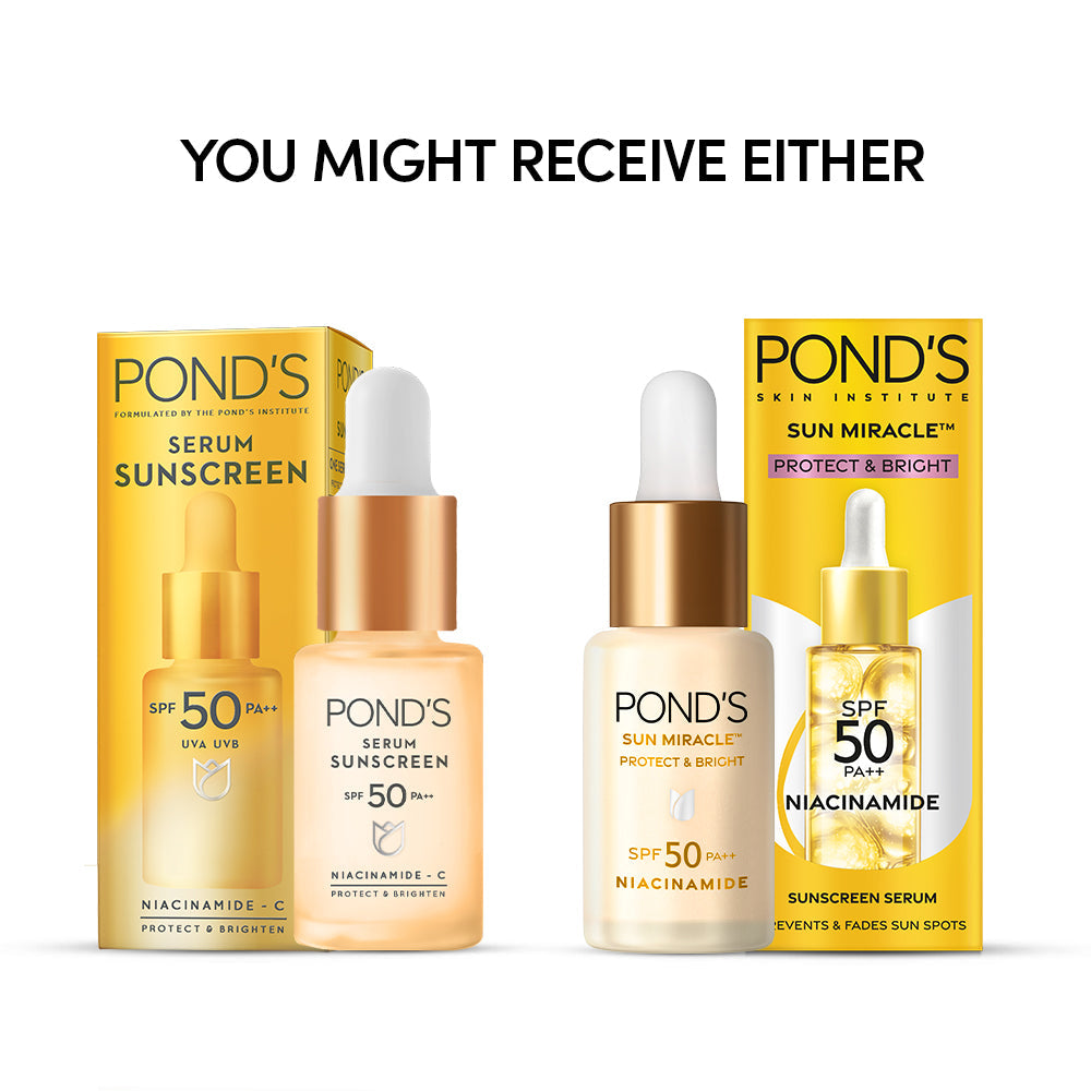 POND’S Sun Miracle SPF 50 PA++ Sunscreen Serum - Protect & Bright, With Niacinamide 14ml