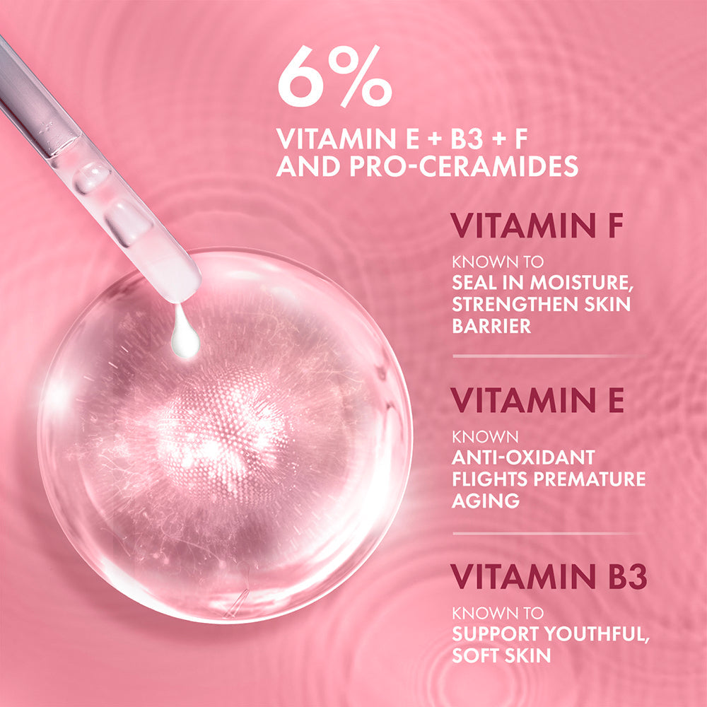 Lakmē Dew Drama Serum, 6% Vit B3, E, F & Pro-Ceramides for Skin Barrier & Dewy Radiance 30ml