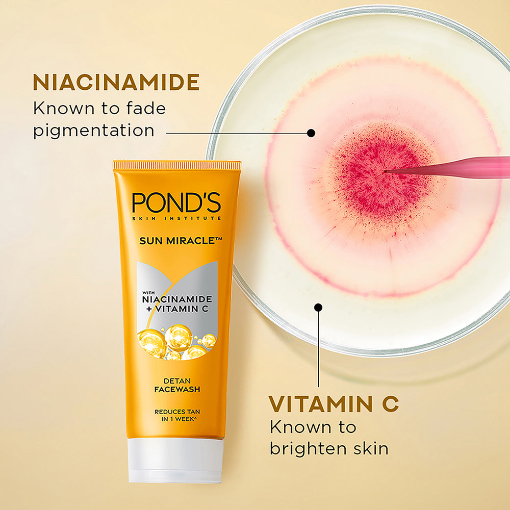 POND'S DeTan Facewash, With Niacinamide & Vitamin C, Reduces Tan in 7 Days, For All Skin Types,100g