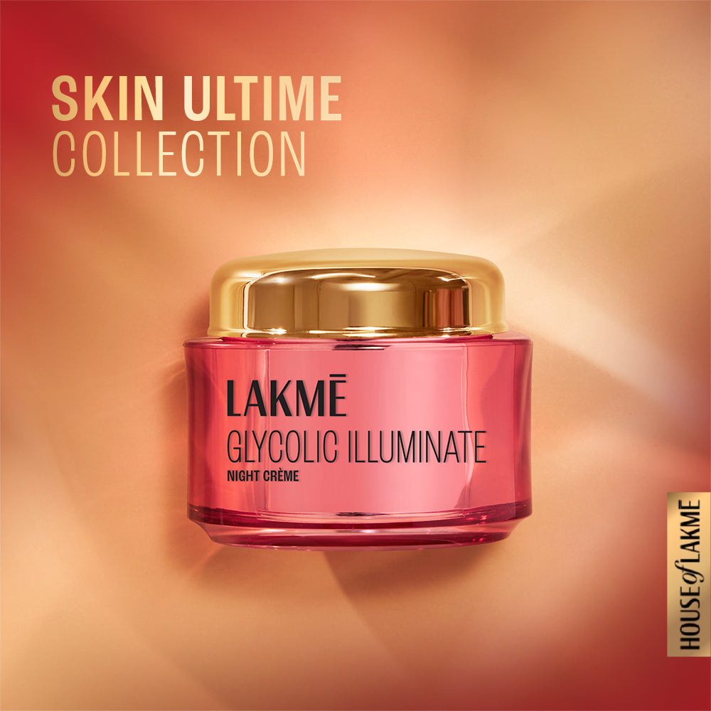 Lakme Glycolic Illuminate Night Cream with Glycolic Acid & 1% Niacinamide for Skin Cell Regeneration