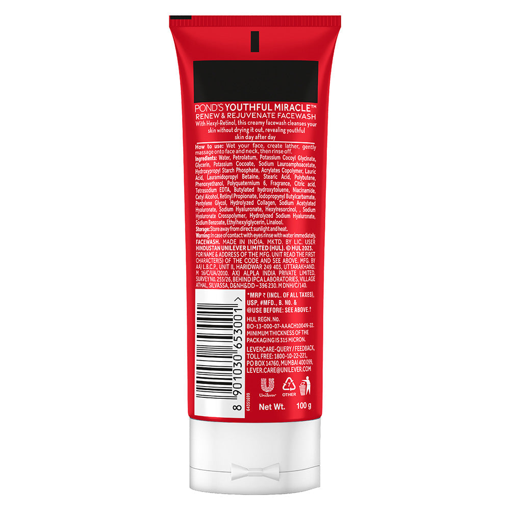 POND'S Youthful Miracle Hexyl Retinol, Renew & Rejuvenate Facewash 100g