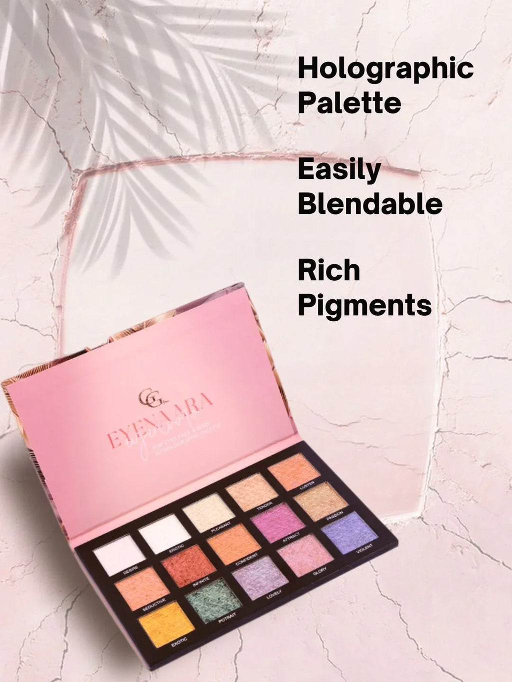 Gorgeous Girl EYENARA 2-in-1 3D Holographic Highlighter & Eyeshadow Palette | 15 Highly Pigmented Shades, 75g